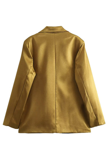 Blazer Dorado Manga Larga Mujer